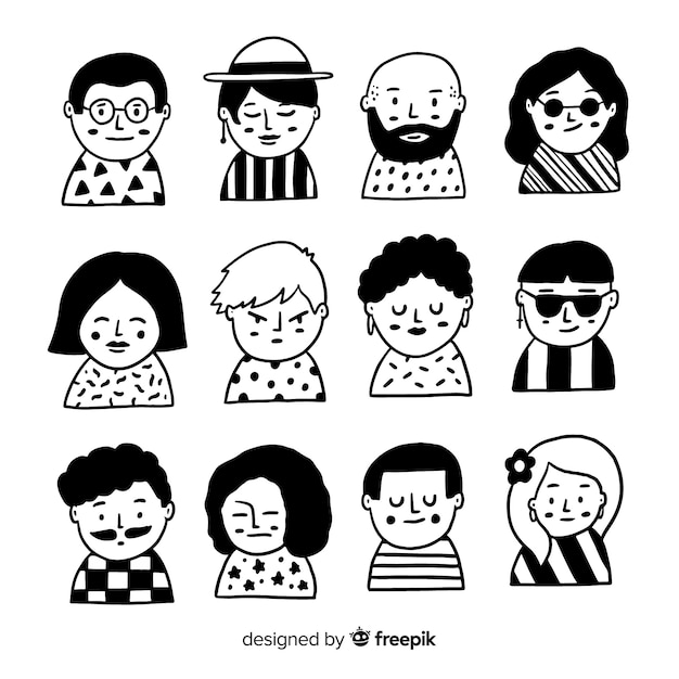 Vecteur gratuit collection d'avatar de personnes dessinées à la main