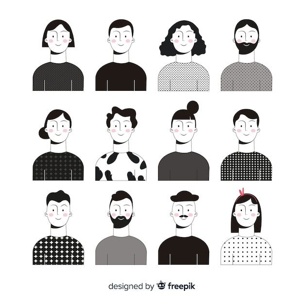 Collection D'avatar De Personnes Dessinées à La Main