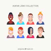 Vecteur gratuit collection d'avatar avec une variété de femmes souriantes