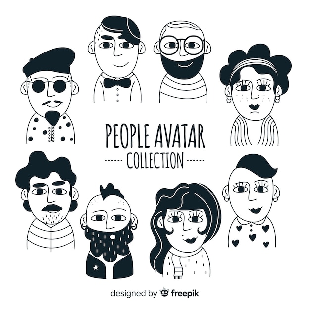 Vecteur gratuit collection d'avatars dessinés à la main