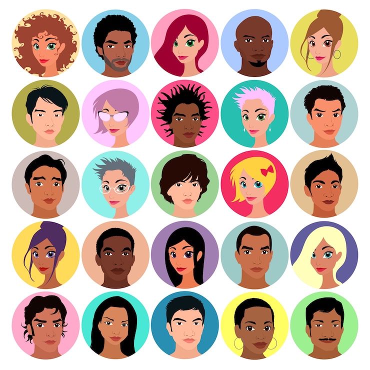 Vecteur gratuit collection d'avatars féminins et masculins illustration vectorielle de couleurs plates