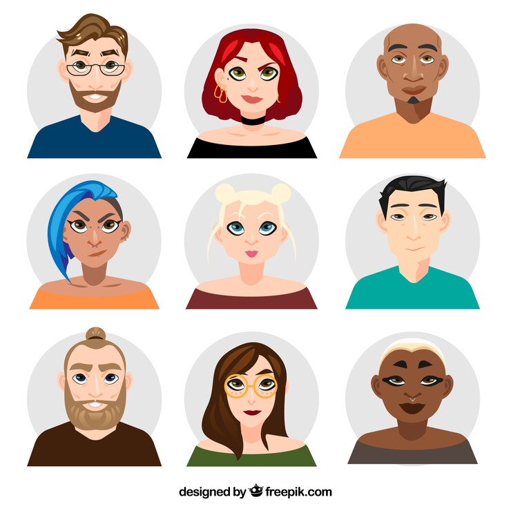 Vecteur gratuit collection d'avatars hommes et femmes