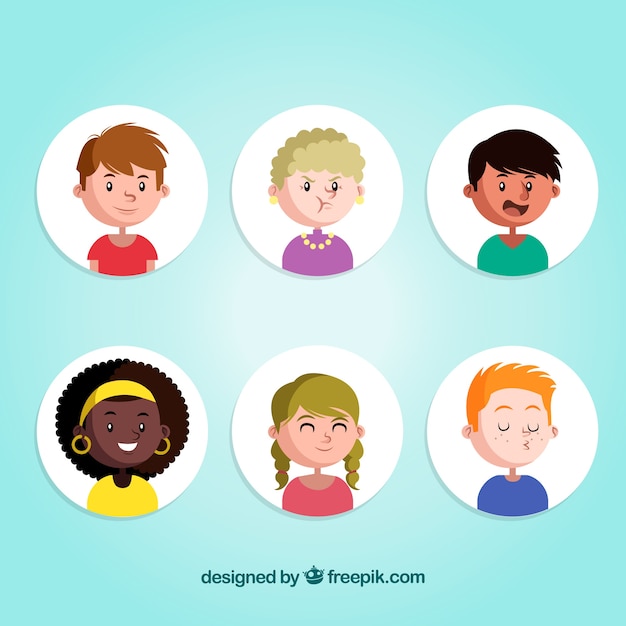 Vecteur gratuit collection avatars de personnages sympathiques