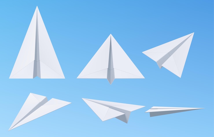 Vecteur gratuit collection d'avions en papier réaliste