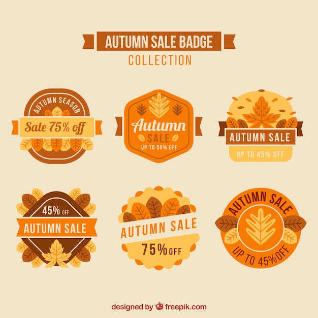 Vecteur gratuit collection de badge de vente d'automne