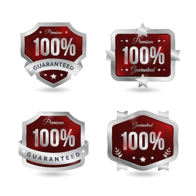 Vecteur gratuit collection de badges 100% garantie