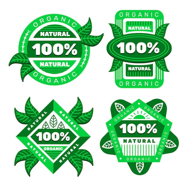 Vecteur gratuit collection de badges 100% naturels