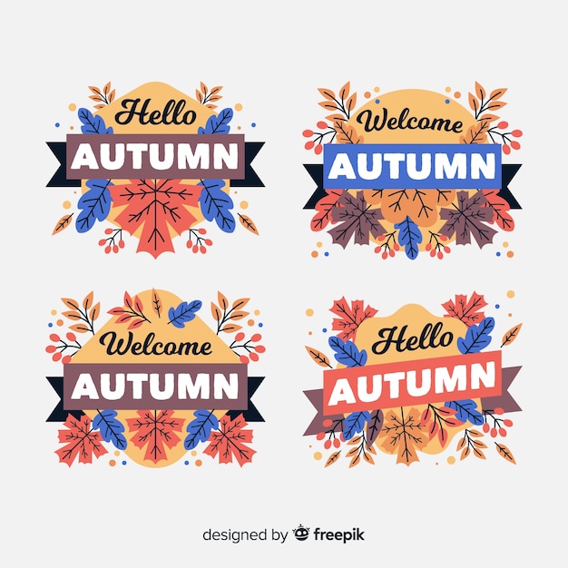 Collection De Badges D'automne Design Plat