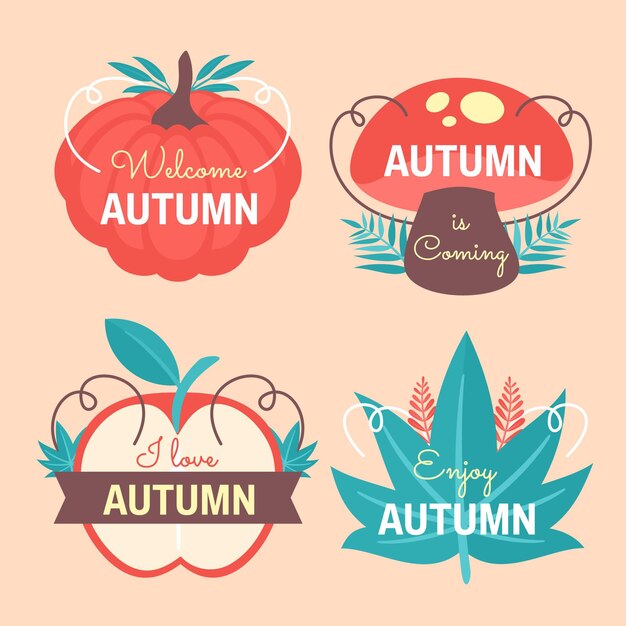 Collection De Badges Automne Plat