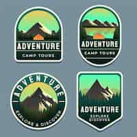 Vecteur gratuit collection de badges d'aventure dégradé