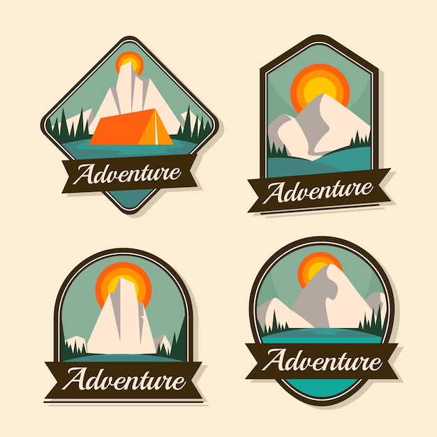 Vecteur gratuit collection de badges d'aventure plat