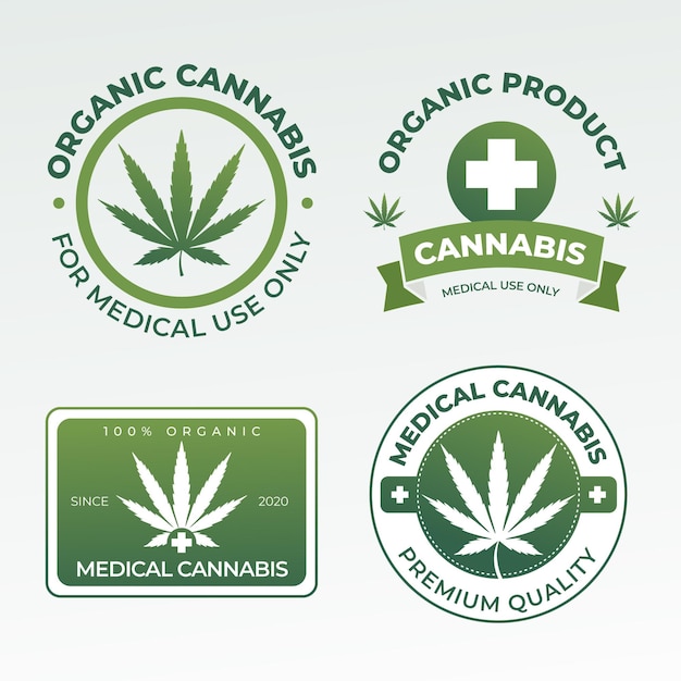 Vecteur gratuit collection de badges de cannabis médical