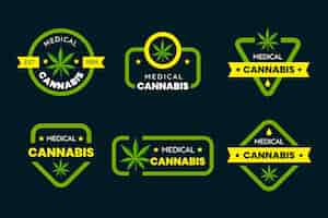 Vecteur gratuit collection de badges de cannabis médical