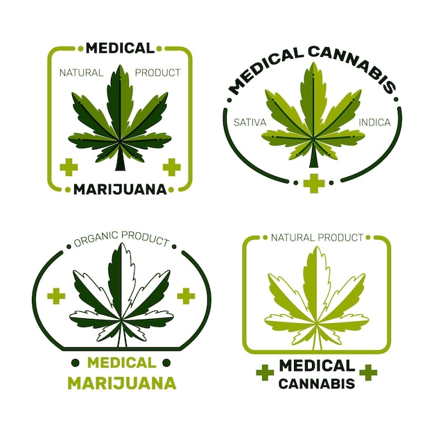 Vecteur gratuit collection de badges de cannabis médical