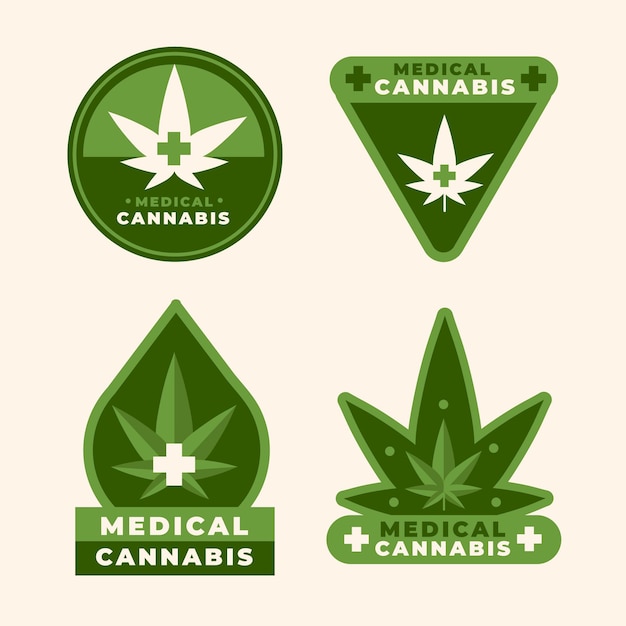 Vecteur gratuit collection de badges de cannabis médical