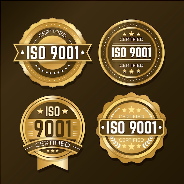 Vecteur gratuit collection de badges de certification iso