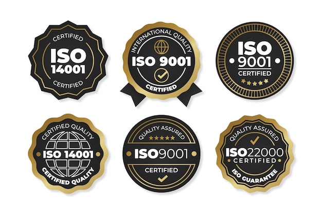 Vecteur gratuit collection de badges de certification iso