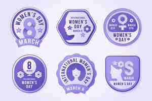 Vecteur gratuit collection de badges dégradés pour la journée internationale de la femme