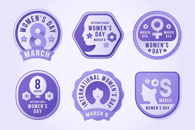Collection de badges dégradés pour la journée internationale de la femme