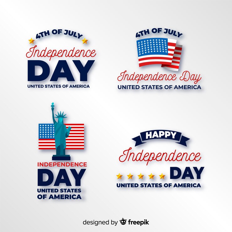 Vecteur gratuit collection de badges du 4 juillet