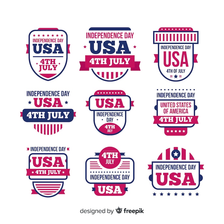 Vecteur gratuit collection de badges du 4 juillet