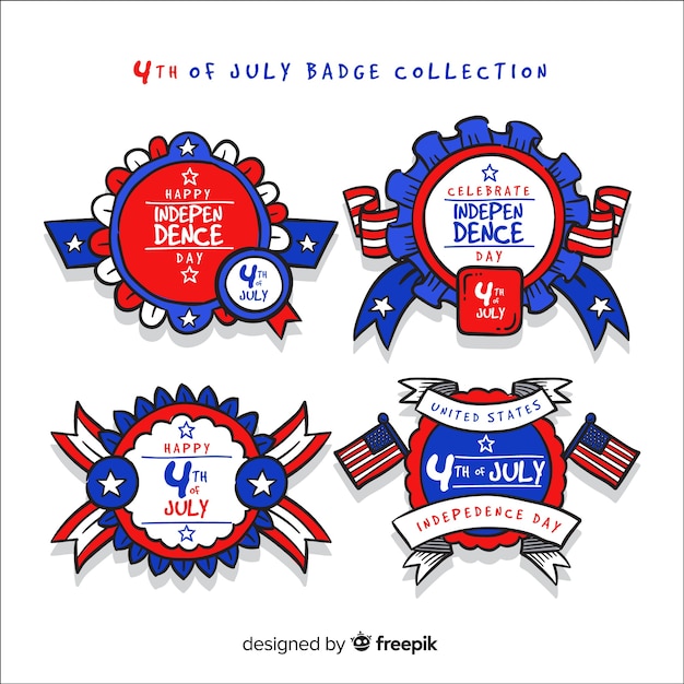 Vecteur gratuit collection de badges du 4 juillet