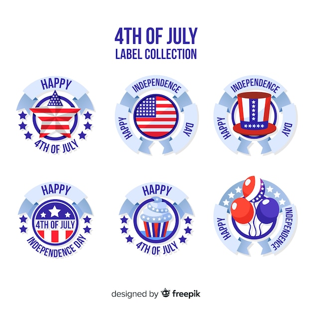 Vecteur gratuit collection de badges du 4 juillet