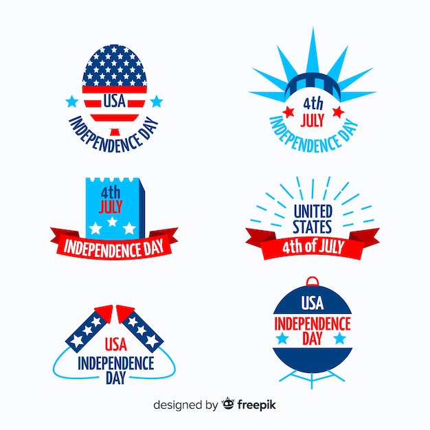 Vecteur gratuit collection de badges du 4 juillet