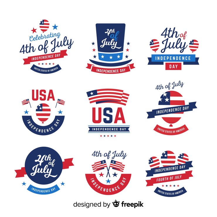 Vecteur gratuit collection de badges du 4 juillet