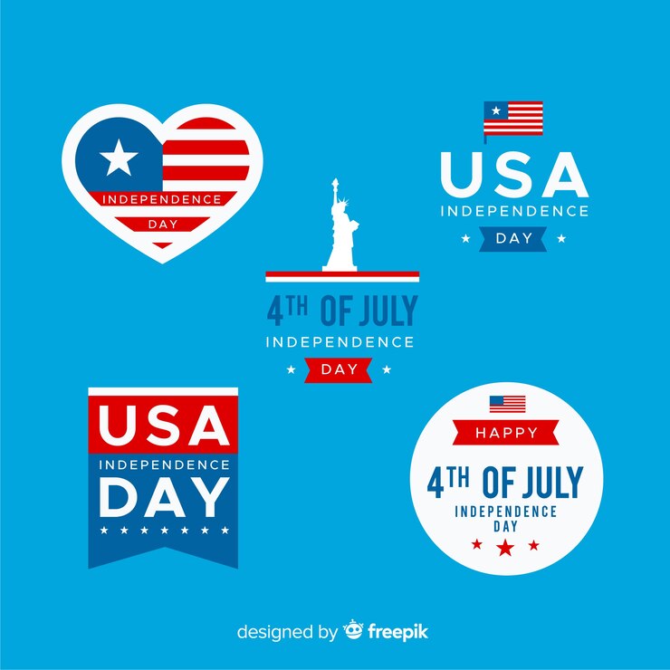 Vecteur gratuit collection de badges du 4 juillet