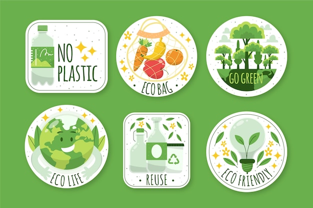 Collection De Badges écologiques Design Plat