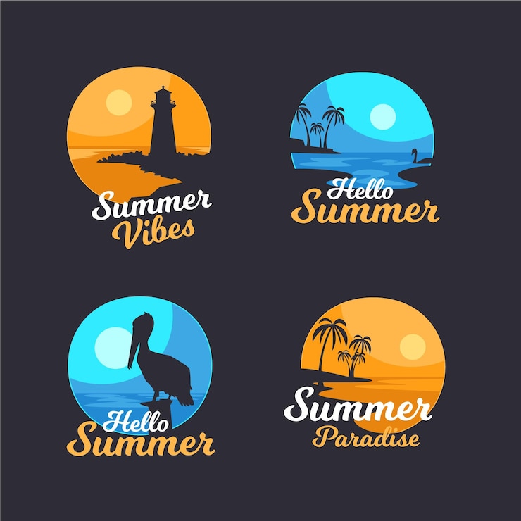 Vecteur gratuit collection de badges d'été design plat