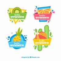 Vecteur gratuit collection de badges d'été avec des fruits