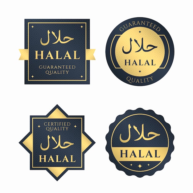 Vecteur gratuit collection de badges / étiquettes pour halal