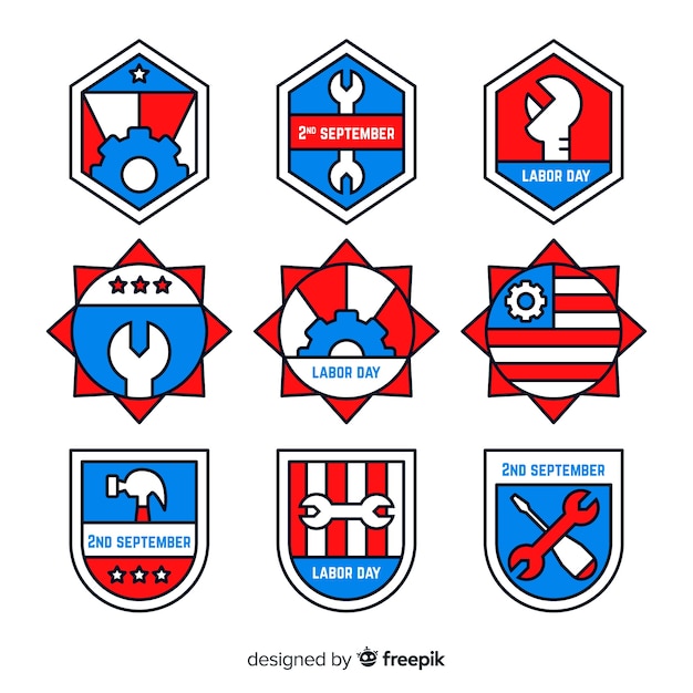 Vecteur gratuit collection de badges de fête du travail