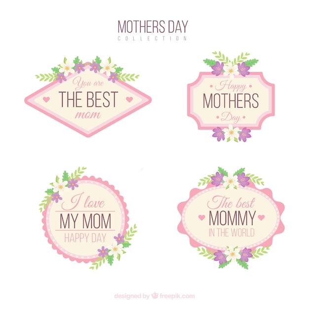 Vecteur gratuit collection de badges de fête des mères