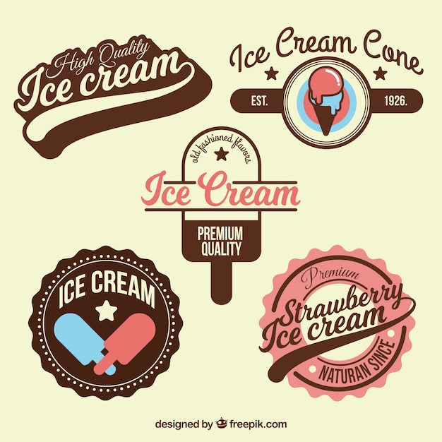 Vecteur gratuit collection avec des badges de glaces