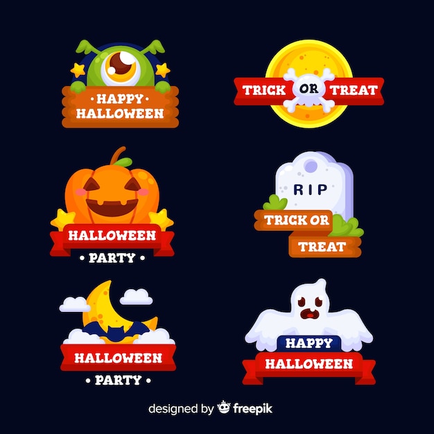 Collection De Badges Halloween Avec Des Rubans