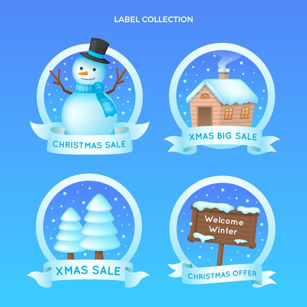 Vecteur gratuit collection de badges d'hiver dégradés