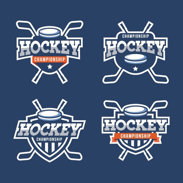 Vecteur gratuit collection de badges de hockey