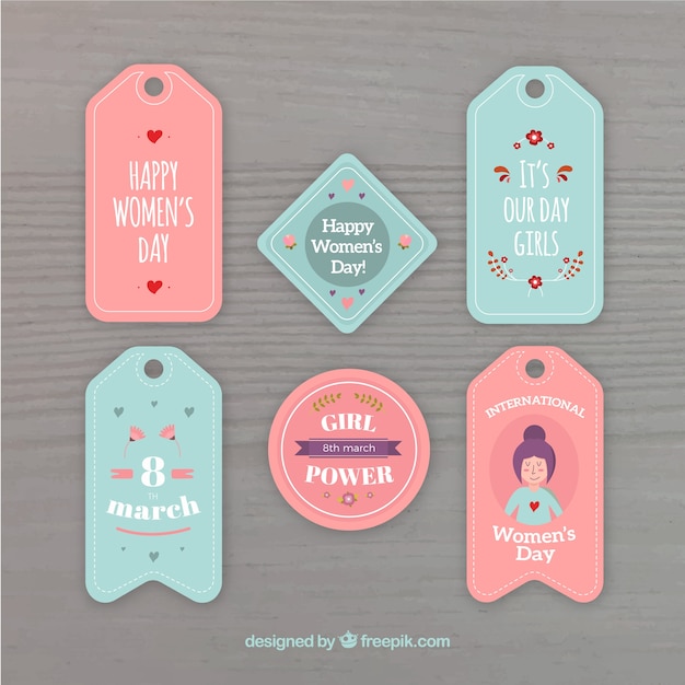 Collection De Badges De Jour De La Femme Dans Des Couleurs Pastel