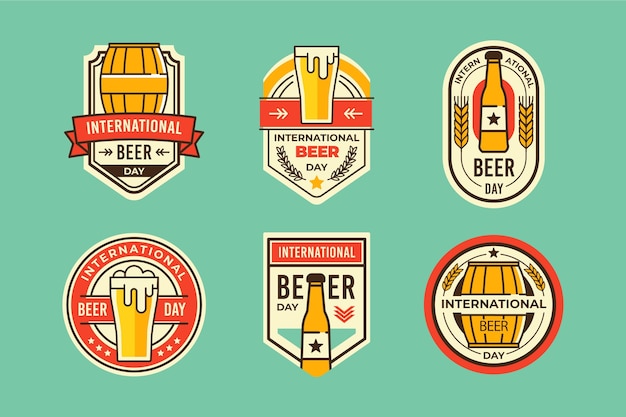 Vecteur gratuit collection de badges de la journée internationale de la bière