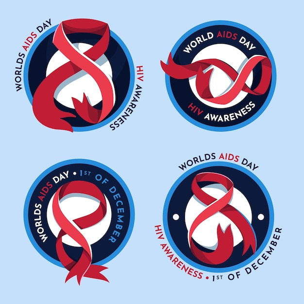Vecteur gratuit collection de badges de la journée mondiale du sida