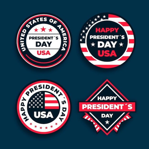 Vecteur gratuit collection de badges de la journée des présidents