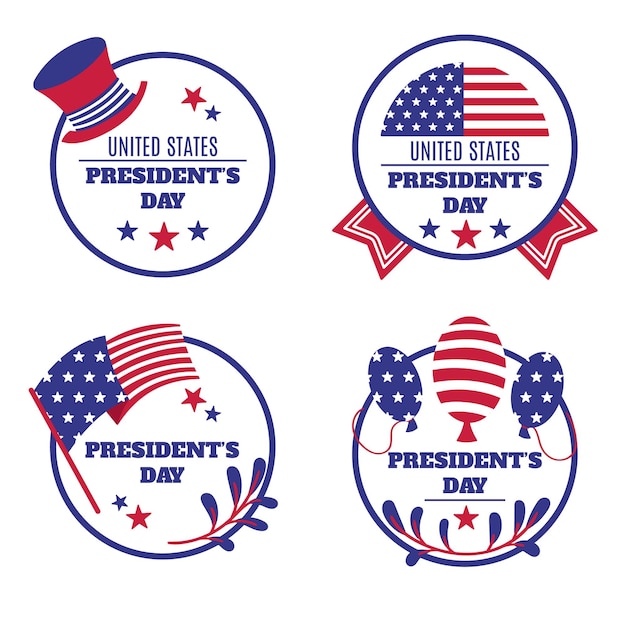 Vecteur gratuit collection de badges de la journée des présidents