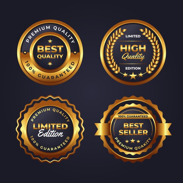 Collection de badges de luxe dorés dégradés