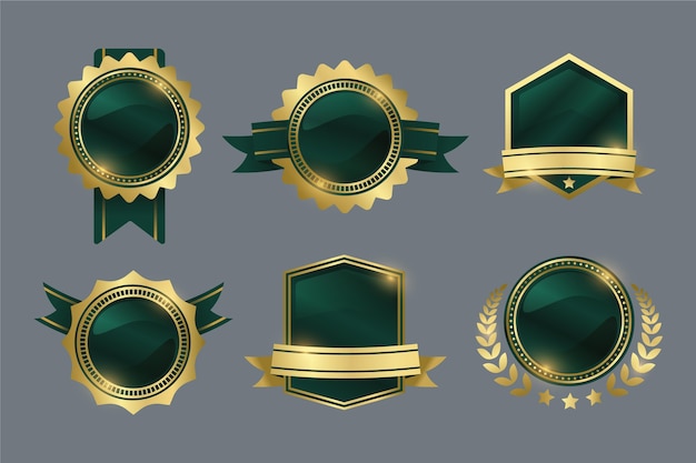 Collection de badges de luxe dorés dégradés
