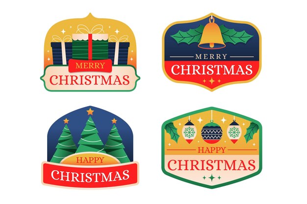 Vecteur gratuit collection de badges de noël au design plat