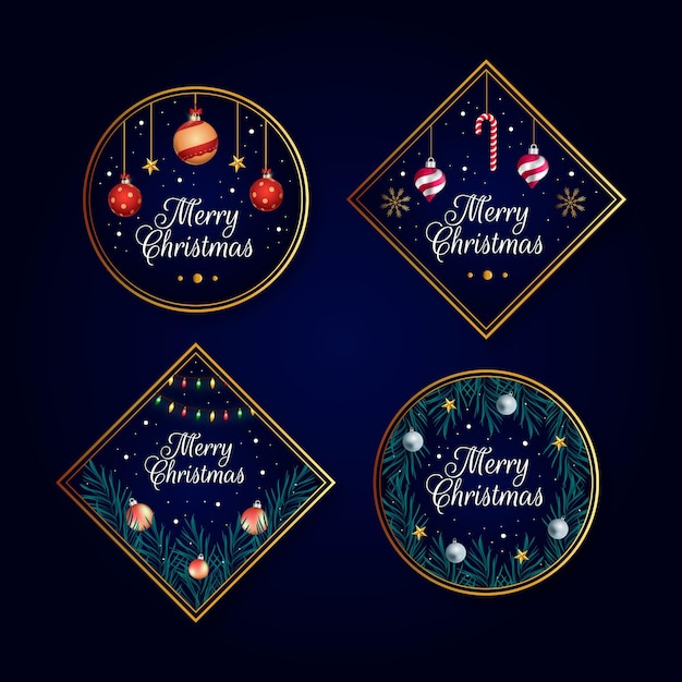 Collection De Badges De Noël Dégradé