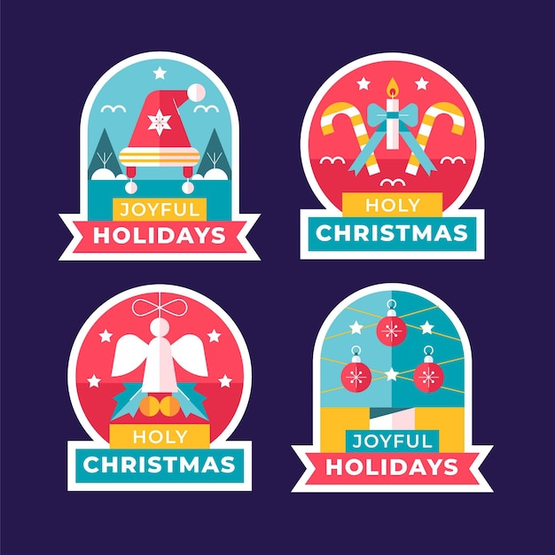 Collection De Badges De Noël Plats